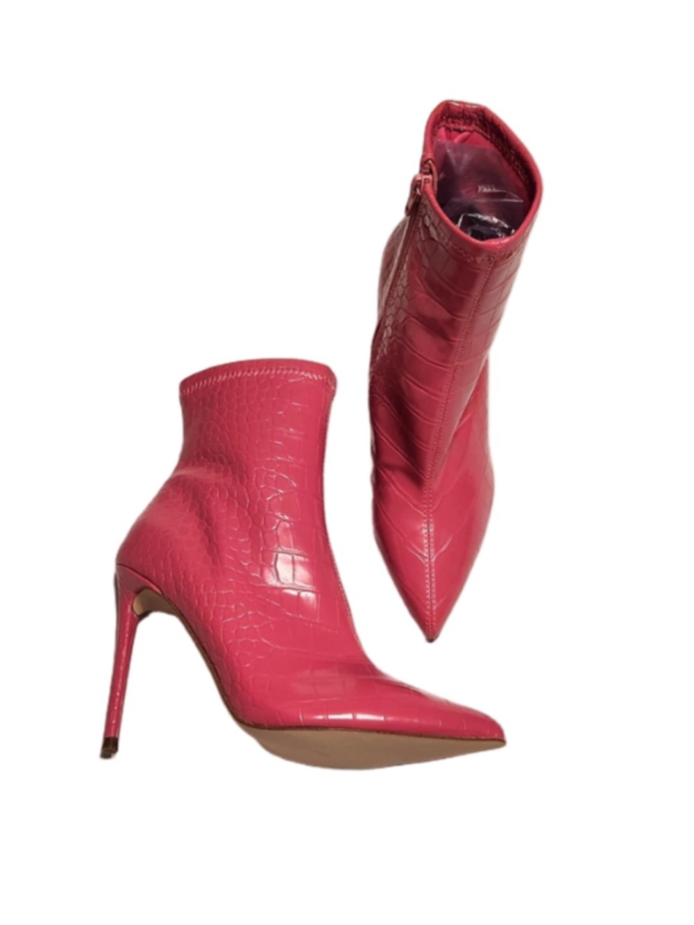 Steve Madden Posse Pink Crocodile Stiletto Ankle Boots Size 6